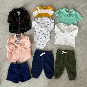 Baby boy bundle - 6 tops/onesies + 3 bottoms - Carter’s, Old Navy